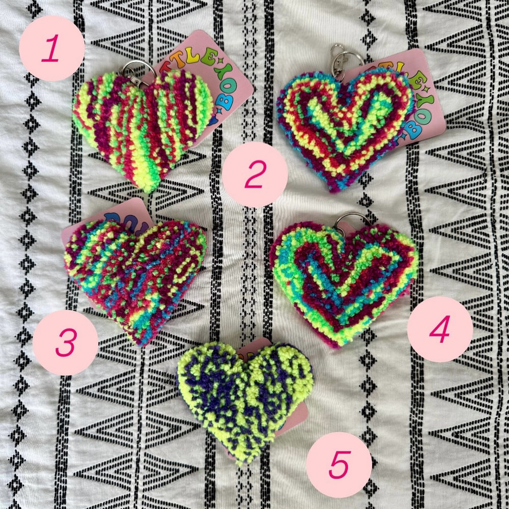 Image of Neon Heart Rug Keychains