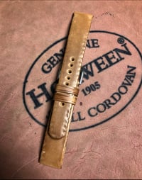 Image 3 of Natural Unglazed SECRET STITCHING Horween Shell Cordovan Watch Strap