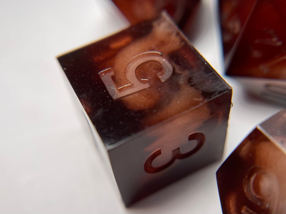 Image of Coffee and cream (made to order) 7-piece dice set for TTRPG