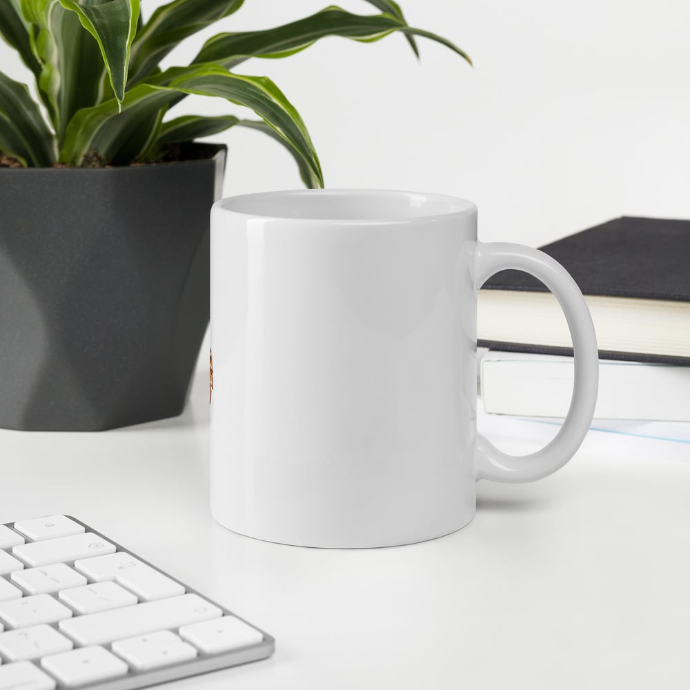 White glossy anchor mug