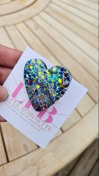 Image 2 of Broche LOVE GM paillettes bleu