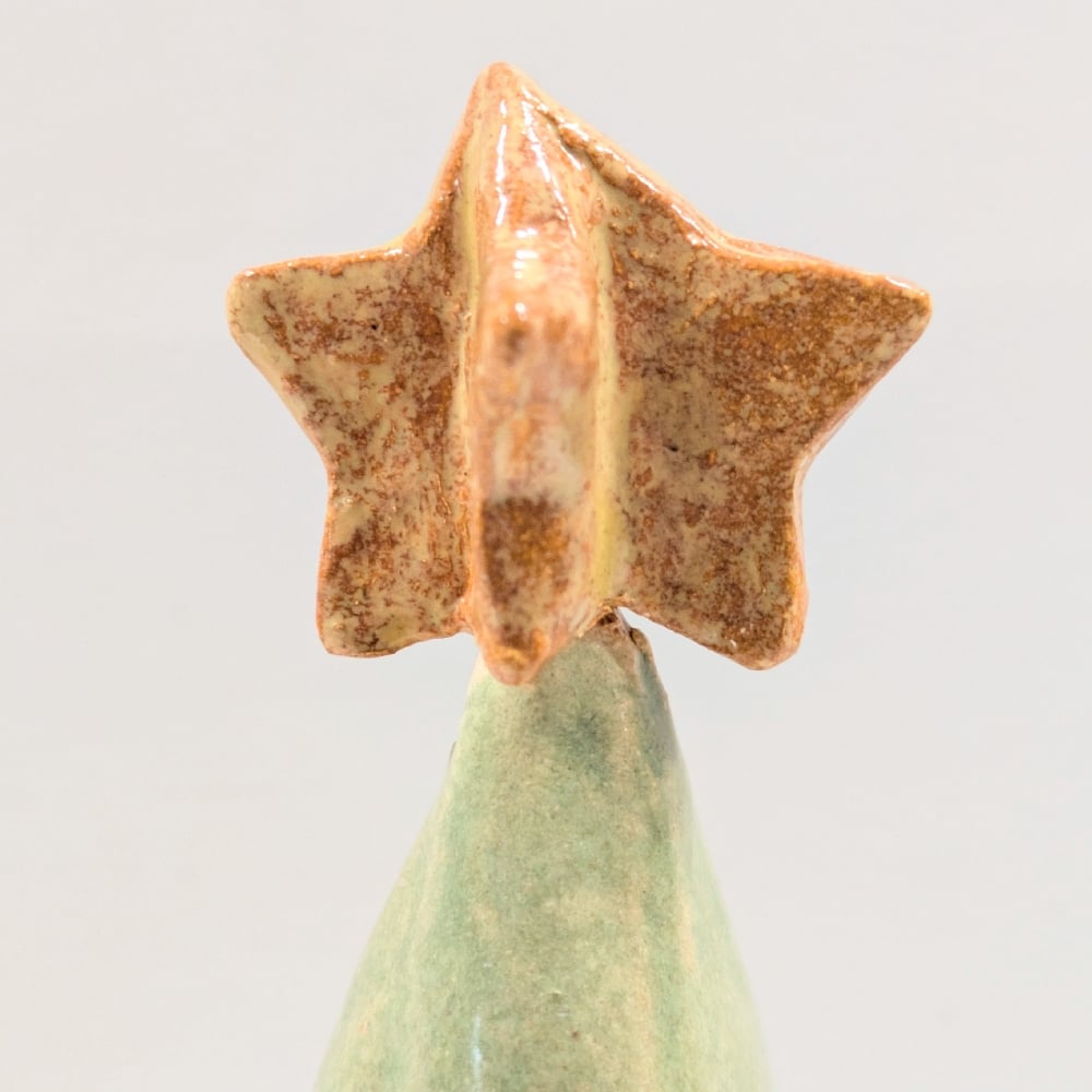 Image of Light Green Ceramic Lighted Christmas Tree Embossed With Snowflakes