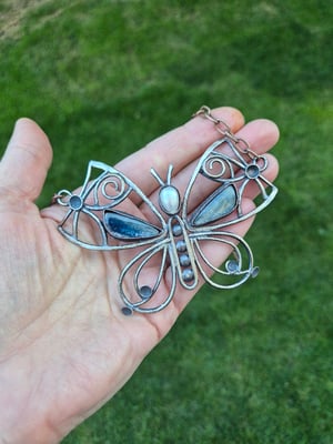 Butterfly necklace with kyanite