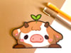 Peeking Brown Cow Car Decal