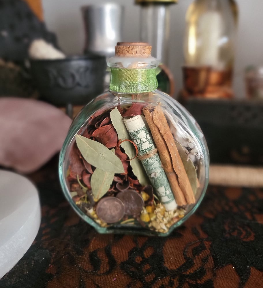 Abundance Spell Bottle Prosperity Mini Herb Bottle Witch 