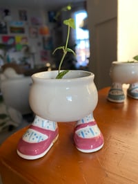 Image 1 of String of Hearts in Walking Legs Egg Cup PINK (4 TOTAL)