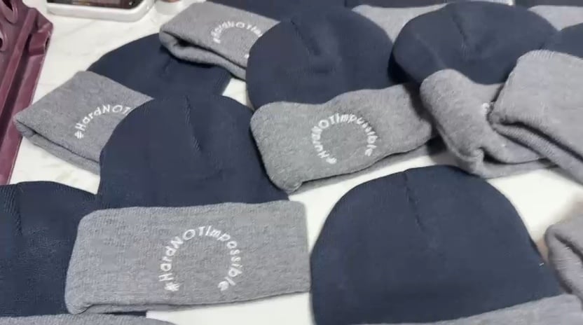Image of Navy Blue & Grey #HardNOTImpossible Beanies