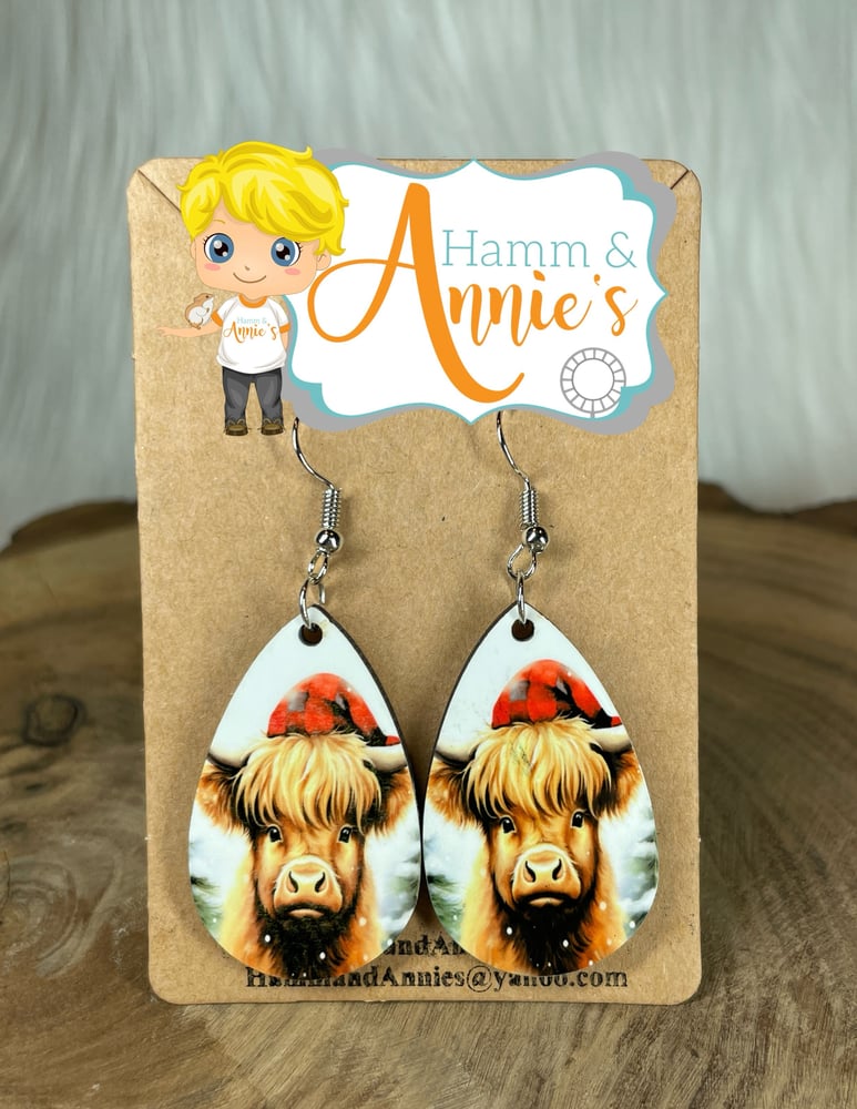 Image of Highland Cow Teardrop Earrings