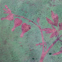 Image 3 of Botanical Monotype ~ Bleeding Heart, Orchid Pink, Seafoam Green ~  8x10 Inch Mat 
