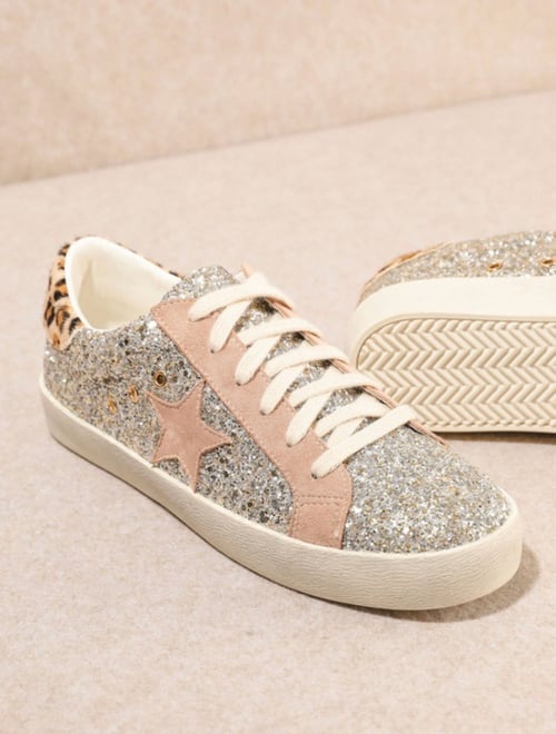 Image of Gold & Leopard Tennis Shoes p