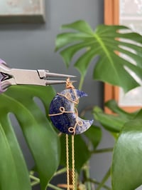 Image 4 of Lapiz Lazuli Gold Moon Necklace