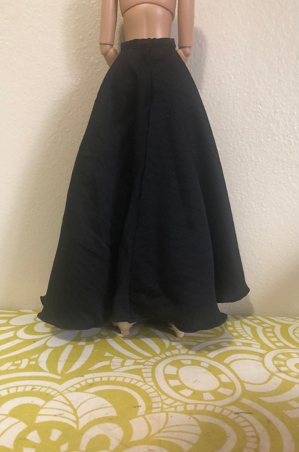 Black Satin Maxi Skirt for Minifee