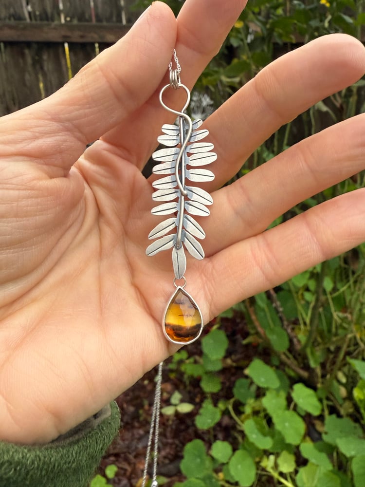 Image of Honey Locust Leaf Montana Agate Necklace