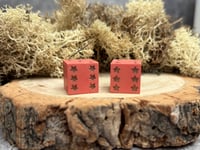 Image 4 of D6 Dice Pair Brick Red with Bronze Star Pips