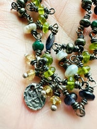 Image 2 of peridot and emerald double strand charm bracelet