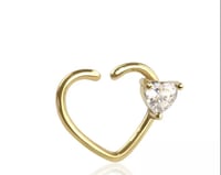 Image 3 of Prong Heart Cz Left & Right Heart Ear Cartilage Rings