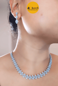 Image 4 of Puja_Premium Australian Diamond Set with Earrings - Design #100