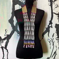 Image 5 of Sm Dentalium Breastplate Necklace & Earrings set (Blue & rainbow) 