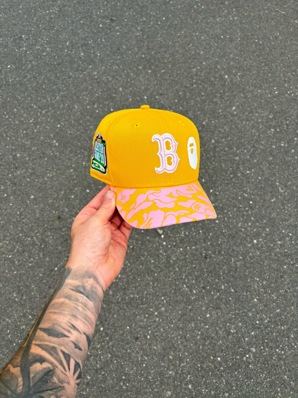 Image of PINK BRIM PINK LEMONADE  BOSTON RED SOX CUSTOM FITTED CAP