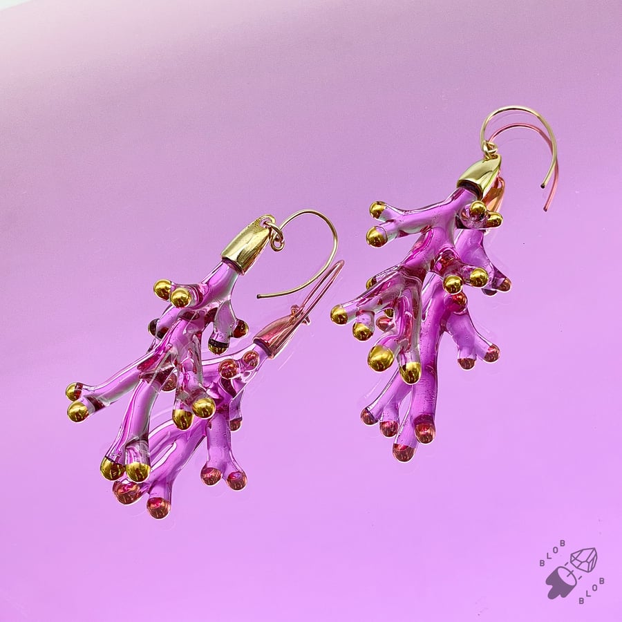 Image of Gold Tipped Pink Radix Dangles