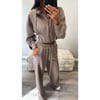 Mocha Cropped Zip Up Tracksuit 