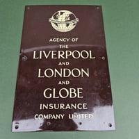 Image 3 of Original Antique Enamel Liverpool & London Globe Insurance Company Sign