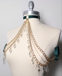 Image 1 of ✨ VERY LIMITED EDITION ✨ Bust Harness With Chains And Glass Pendants In Gold Color 