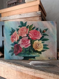 Image 1 of Peinture ancienne, bouquet de roses 