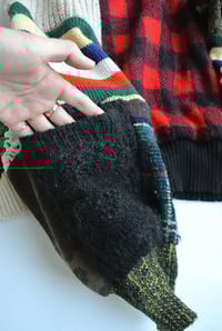 Image 4 of Upcycled Patchwork Sweater Red Plaid Rose M