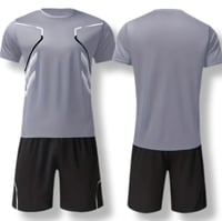 Conjunto deportivo gris para hombre, camiseta de manga corta transpirable y sedosa