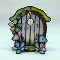 Image 1 of Iridescent Purple Fairy Door Candle Holder 