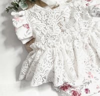 Image 2 of Newborn girls body-dress for photoshoots | Emily | floral pink