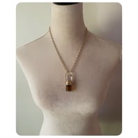 Image 4 of Running Hare Polished Quartz Solid Brass Bottle Necklace 