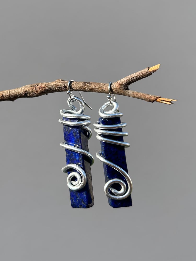 Image of ✧Lapis Lazuli Spiral Earrings