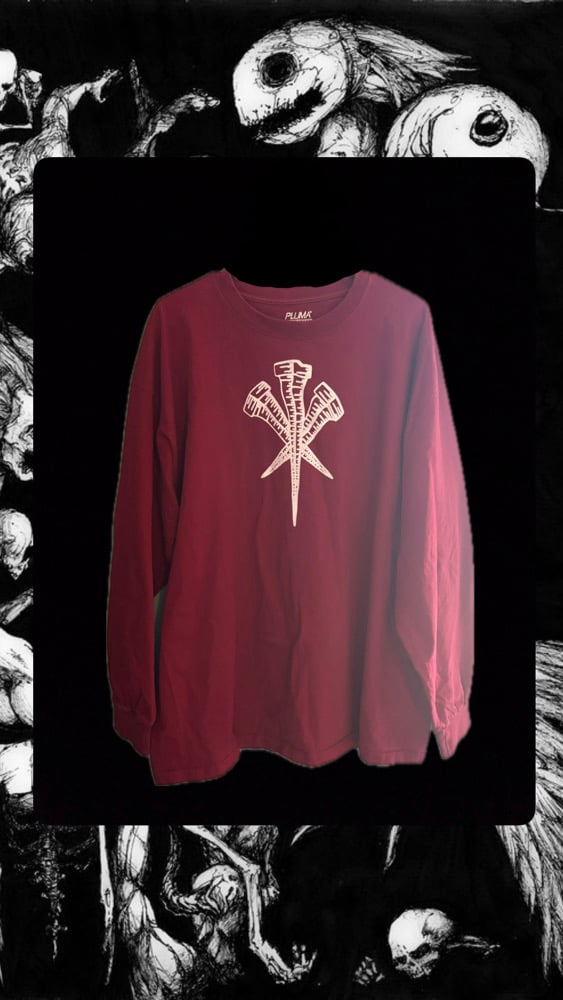 Image of 𝔍𝔲𝔰𝔱 𝔑𝔞𝔦𝔩𝔰 (Red heavy longsleeve)