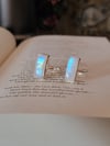 Sterling Silver Rectangle Moonstone Crystal Rings