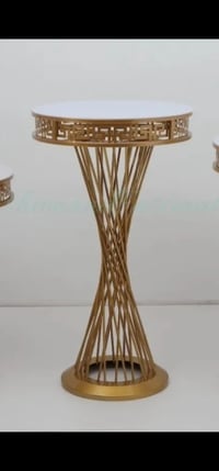 Image 2 of 3pcs Gold twist metal pedestal  stand for cake table 