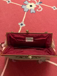 Image 4 of MADE IN DETROIT large 1950s floral countryside needlepoint purse in cream