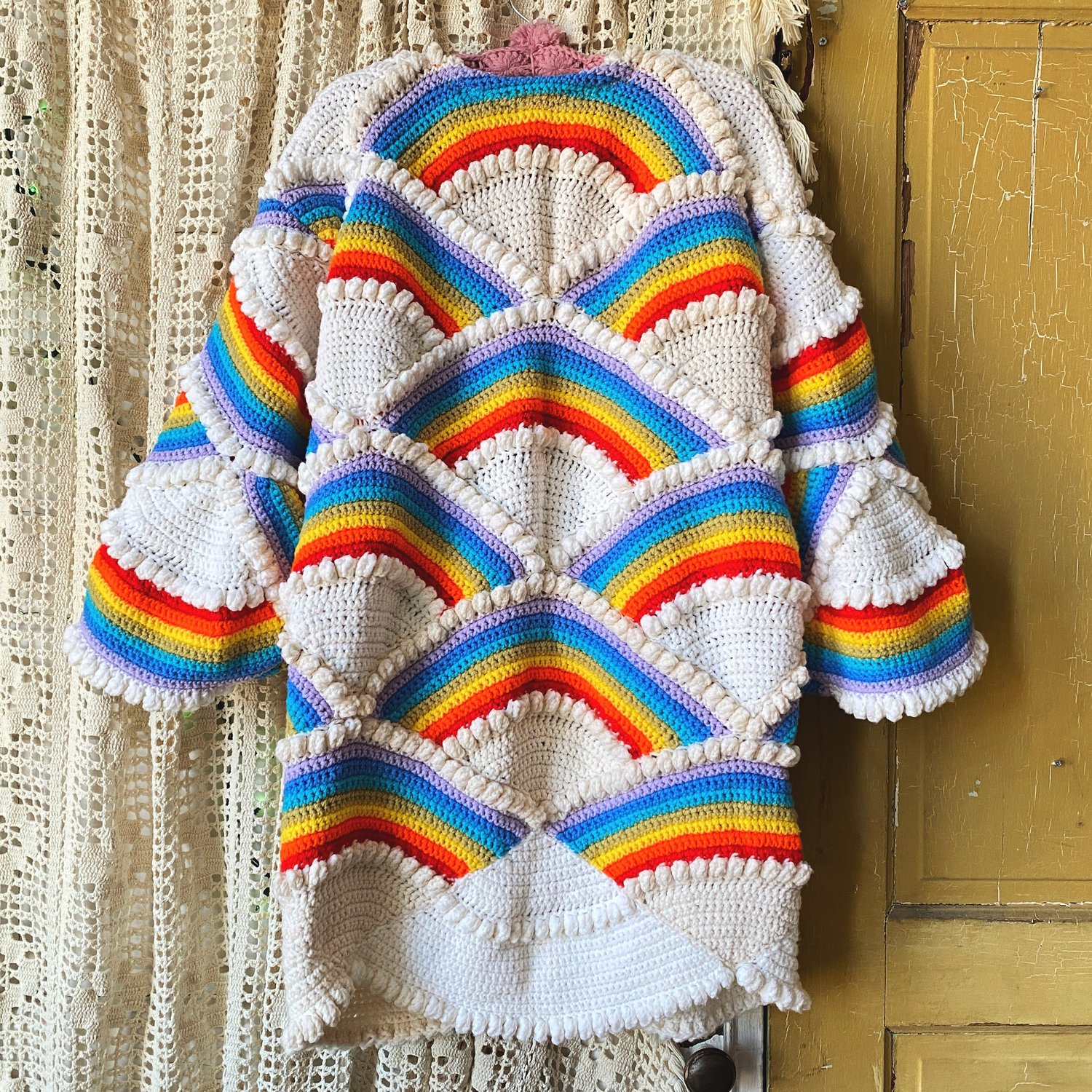 Image of Rainbows & Clouds Granny Sweater