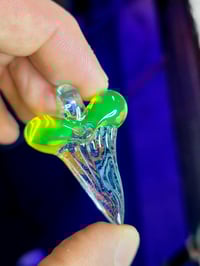 Image 3 of Uv reactive/dichro glass shark tooth pendant with 