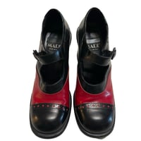 Image 1 of Vintage Leather Mary Jane Block Heels: Goth Mod Shoes, Made in Italy Women’s Size 4.5