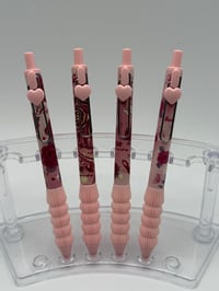 Image 1 of Pink Heart Rose Click Gel Pens Set