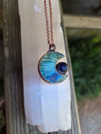 Image 2 of Electroformed Labradorite moon snd Amerhyst necklace 01