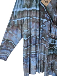 Image 6 of 3X PLUS Jersey Knit Open Cardigan in Muted Blue Stone Geode Ice Dye