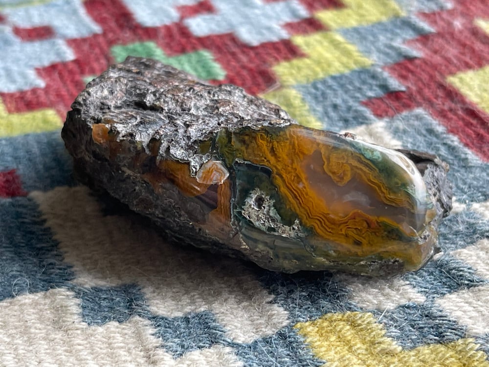 Orange and Green Agatized Wood