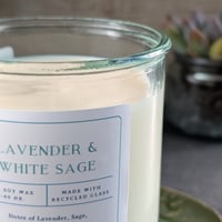 Image 3 of Recycled Glass - White Sage & Lavender Soy Wax Candle