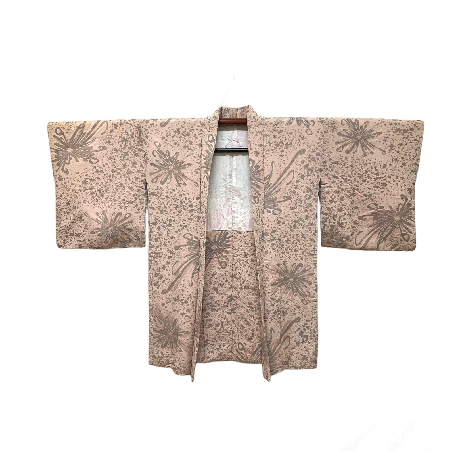 Vintage Haori Kimono, Rust, Grey & White, Forest Autumn Leaves hotsell cream silk lining