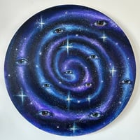 Image 1 of “look into the vortex” acrylic on circle canvas