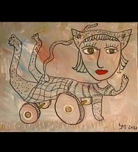 Image 1 of “Kitty Cart” original painting on canvas