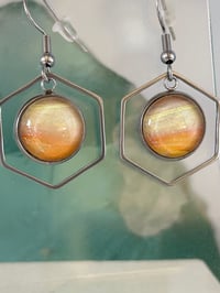 Image 4 of Fluid art honeycomb frame earrings